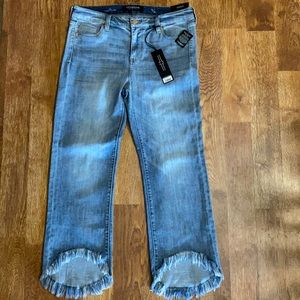Liverpool CROP FLARE HI LOW FRAY HEM La Playa sz 10